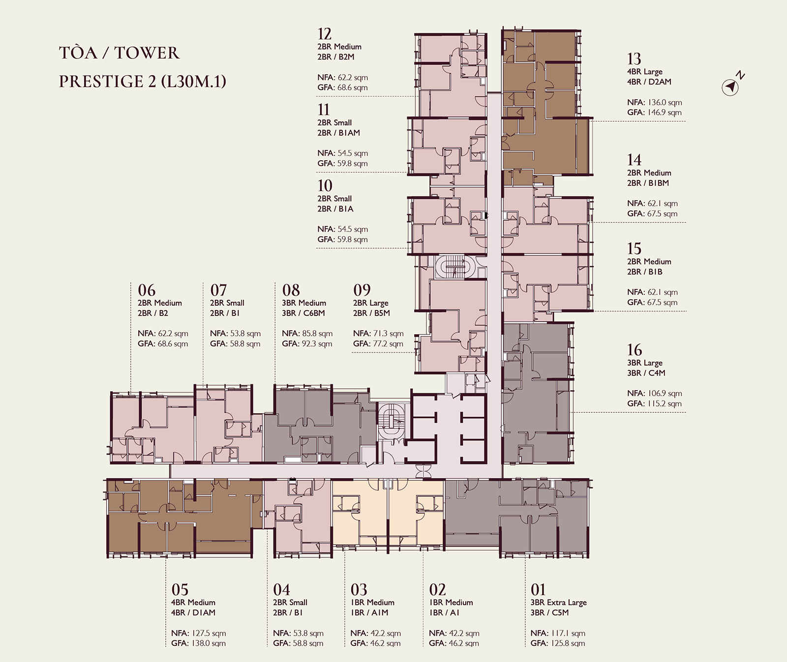 P2 棟平面圖 - Lumi Prestige 分區