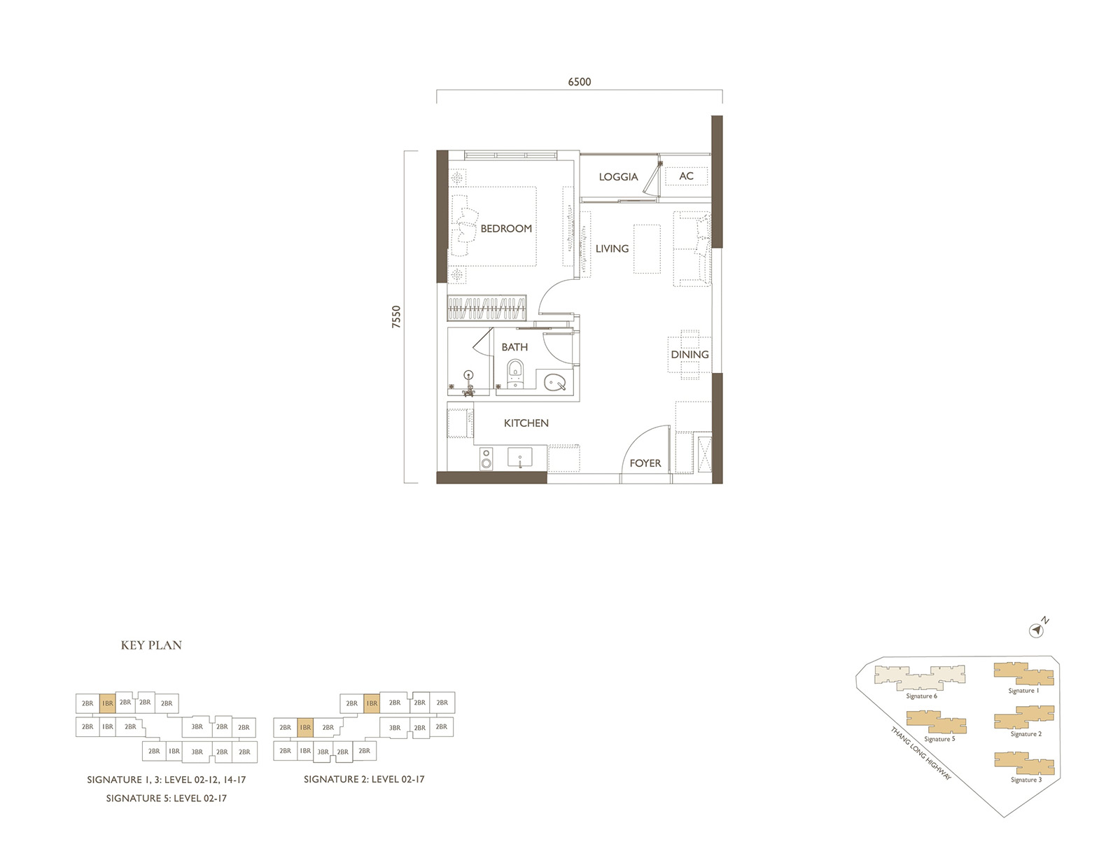 1 房公寓設計 Lumi Hanoi